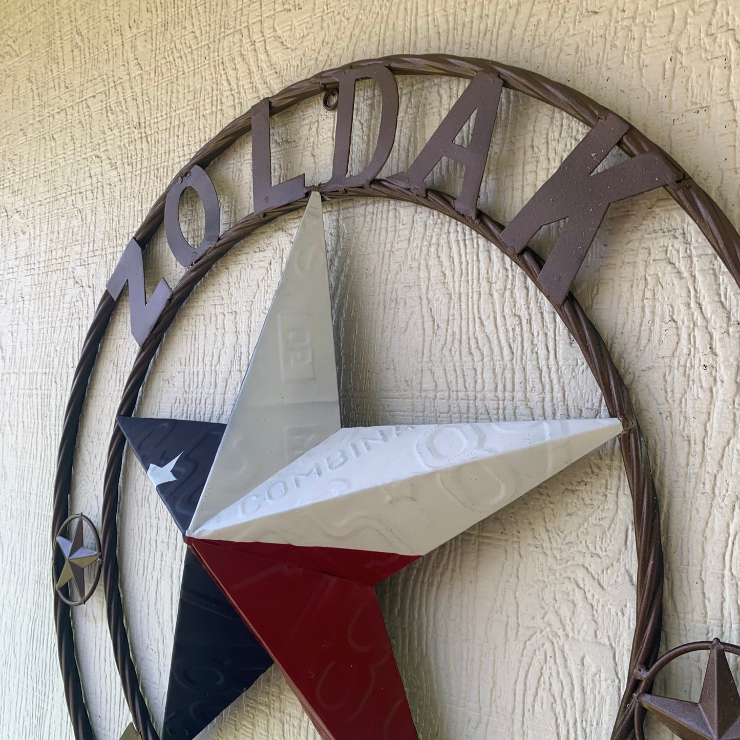 ZOLDAK TEXAS TX LICENSE PLATE STAR STYLE CUSTOM NAME STAR WITH TWISTED ROPE RING METAL WALL ART WESTERN HOME DECOR HANDMADE