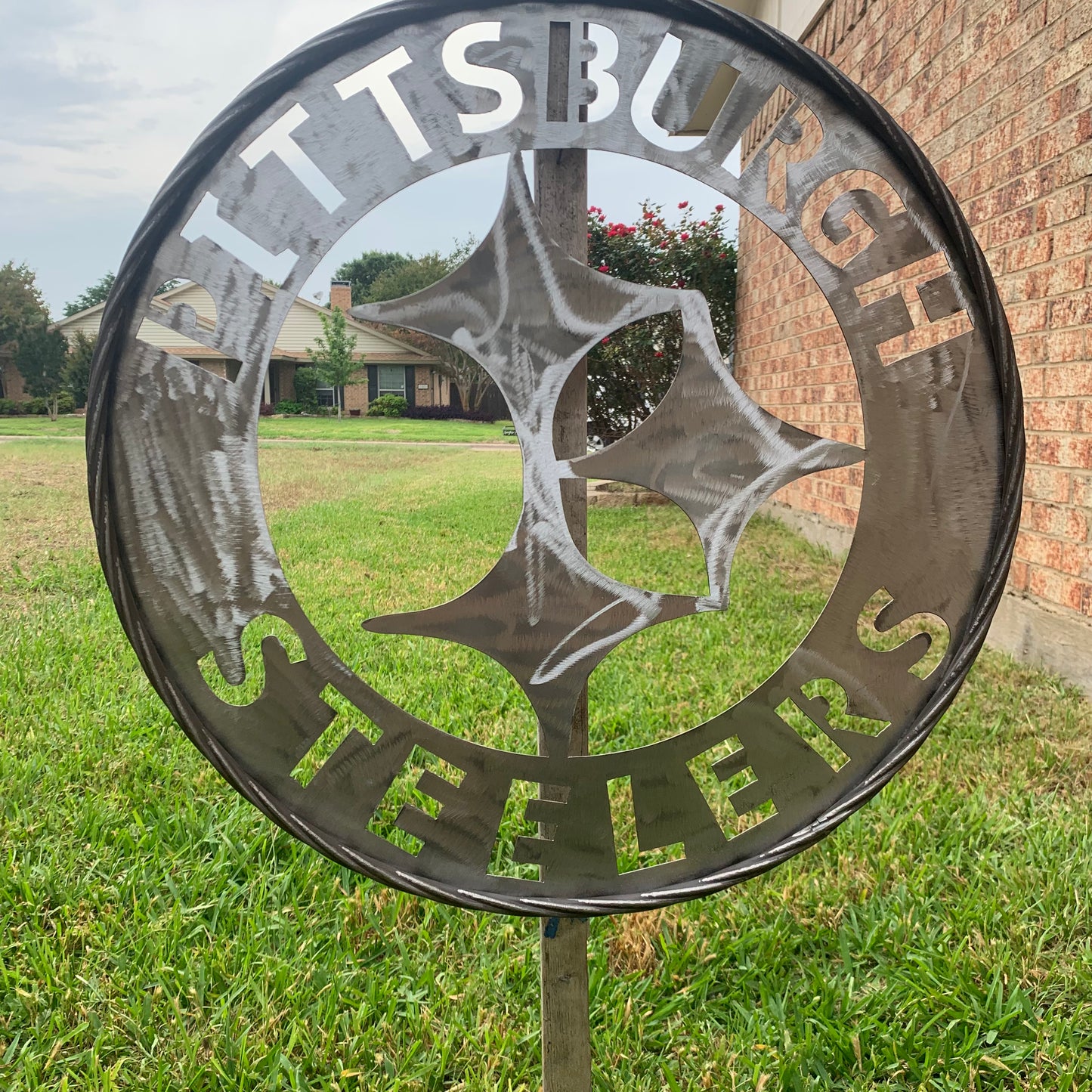 PITTSBURGH STEELERS CUSTOM RAW METAL VINTAGE CRAFT TEAM SIGN HANDMADE
