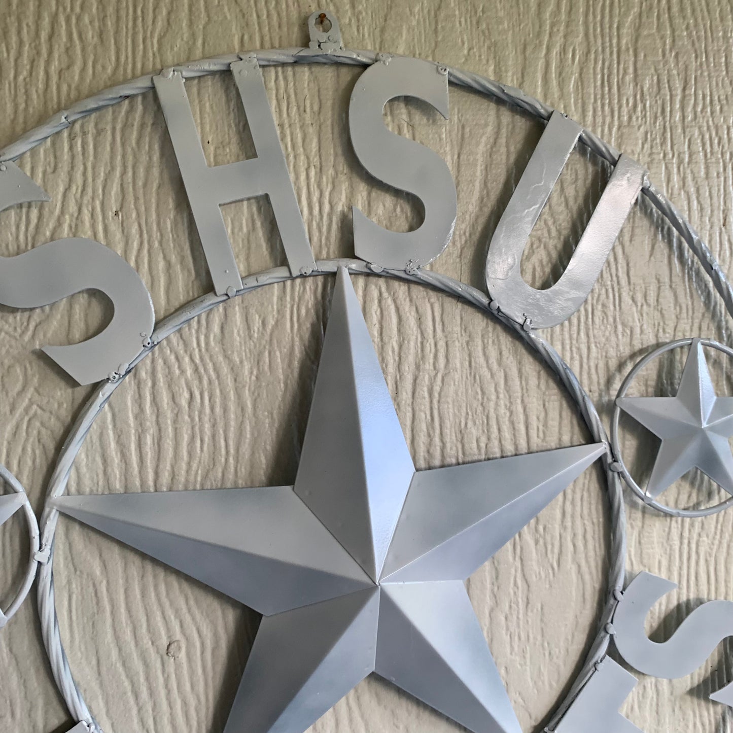 24",32" SHSU SAM HOUSTON BEARKATS RUSTIC WHITE METAL CUSTOM VINTAGE CRAFT RUSTIC BLACK TEAM STAR HANDMADE
