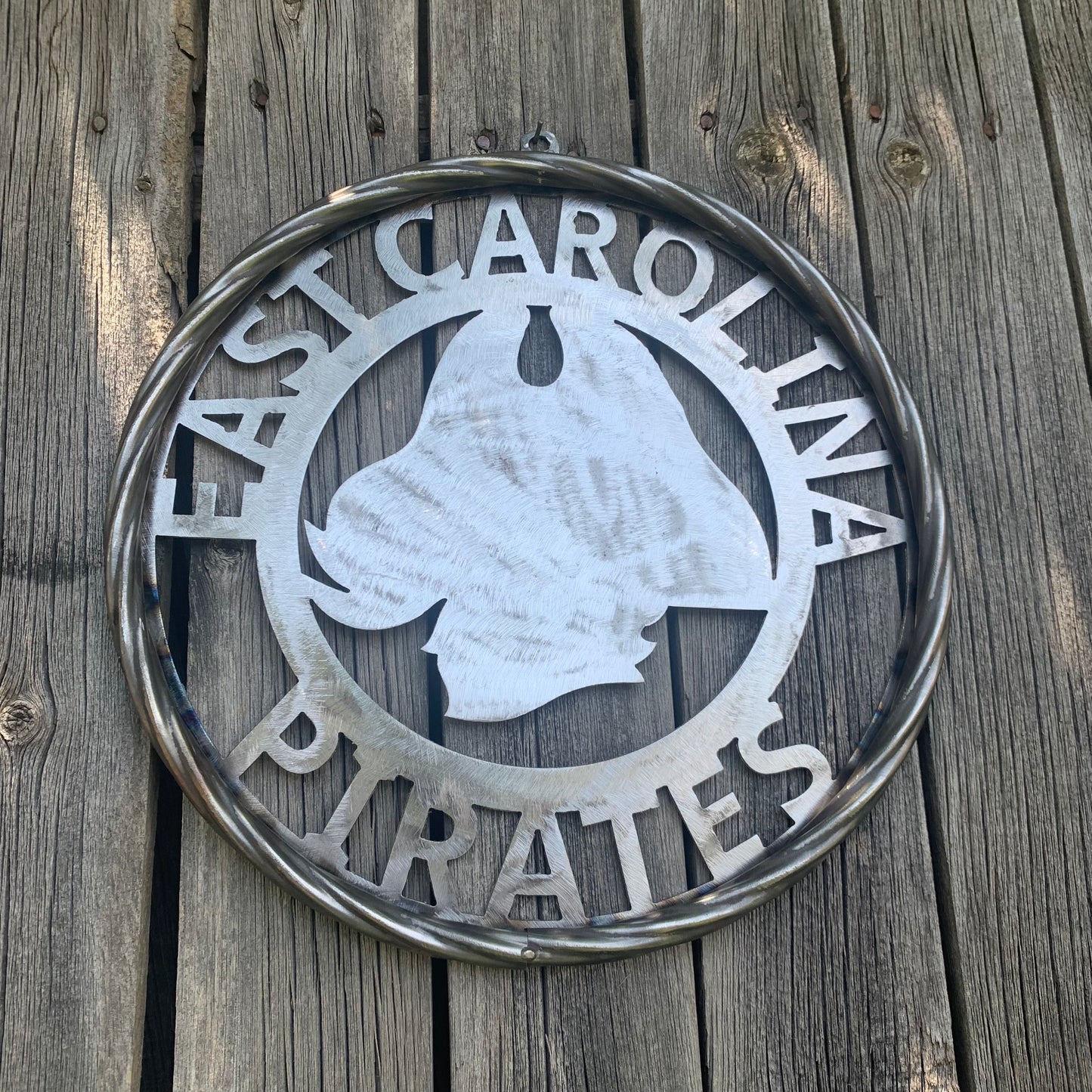 EAST CAROLINA CUSTOM RAW METAL VINTAGE CRAFT WALL ART TEAM SIGN HANDMADE