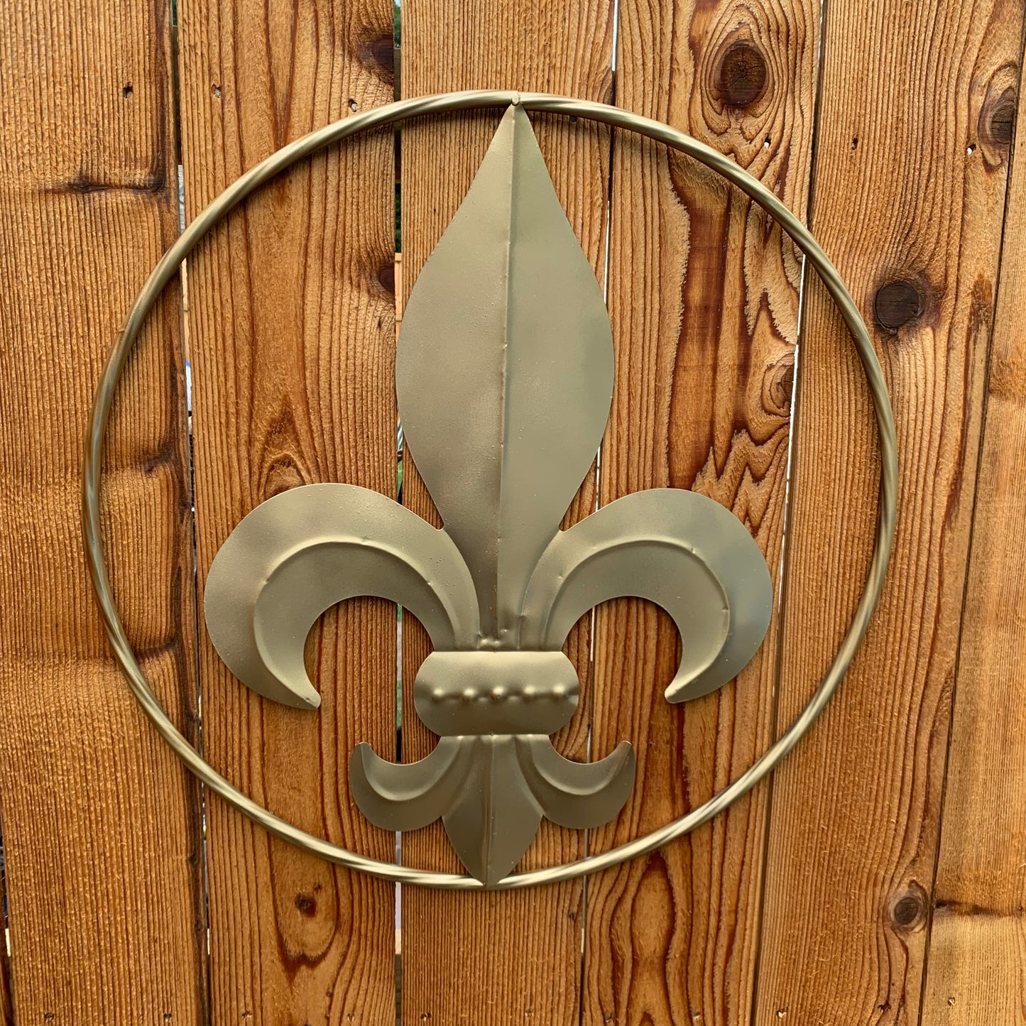 24" GOLD FLEUR DE LIS METAL SIGN WESTERN HOME DECOR HANDMADE NEW ART #EH10149