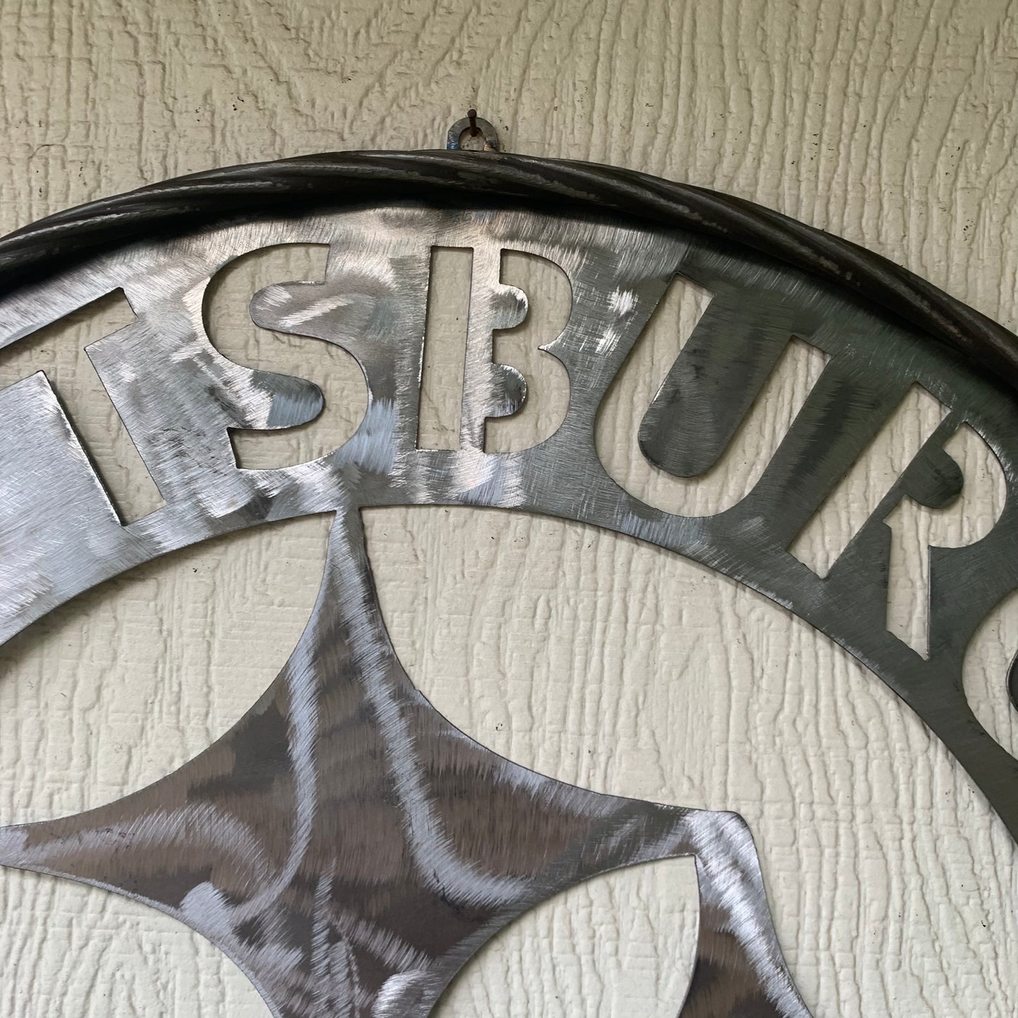 PITTSBURGH STEELERS CUSTOM RAW METAL VINTAGE CRAFT TEAM SIGN HANDMADE