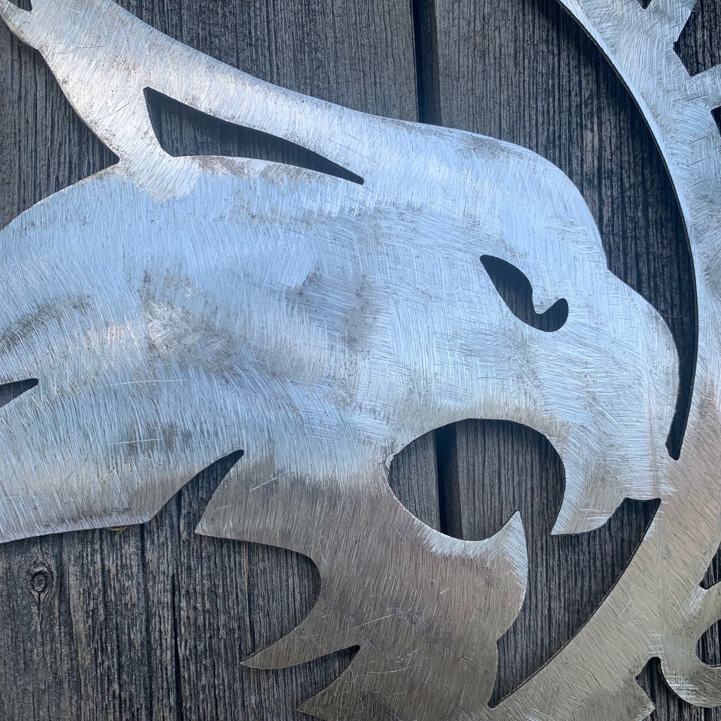12" TEXAS STATE BOBCATS CUSTOM RAW METAL VINTAGE CRAFT SIGN TEAM ART HANDMADE IN TEXAS
