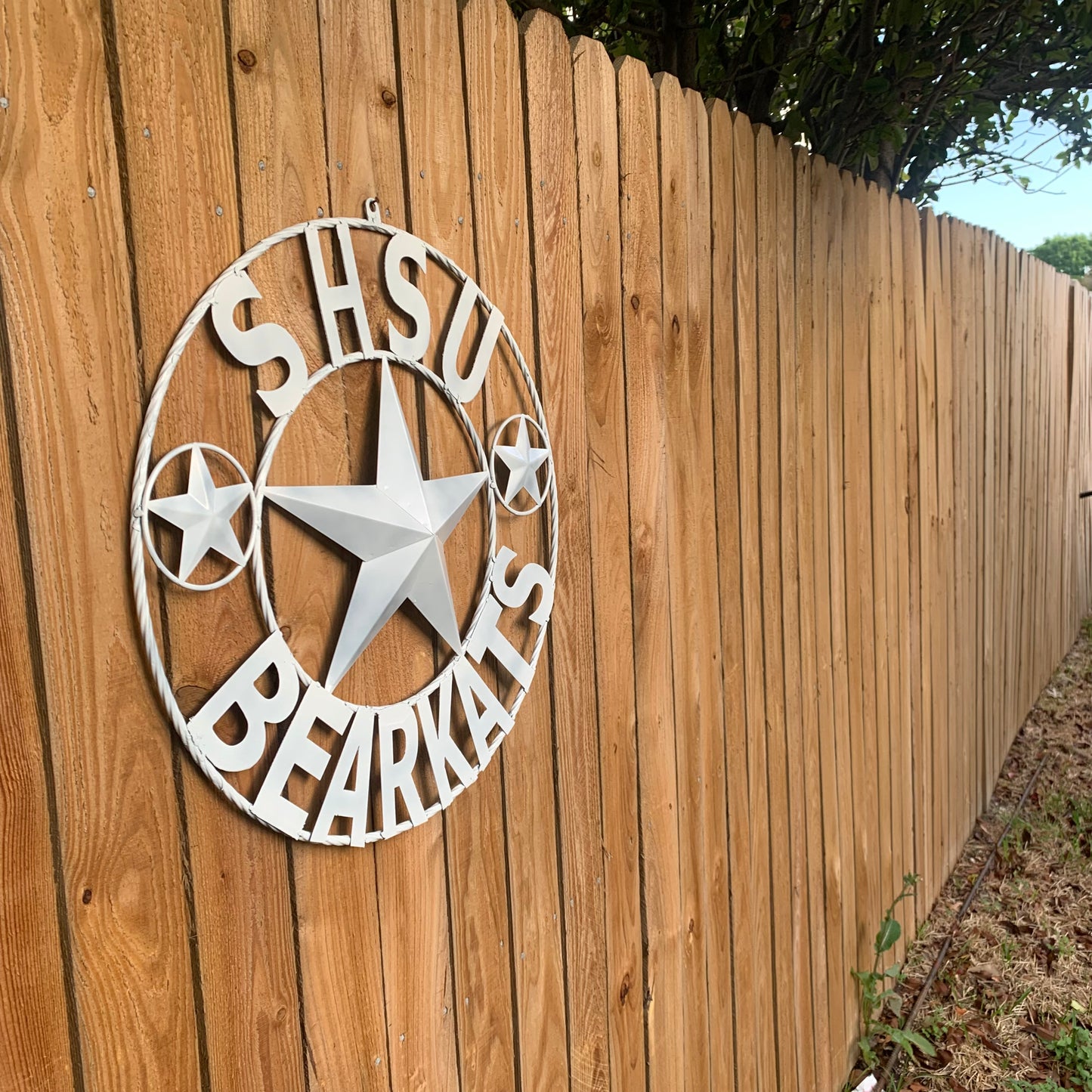 24",32" SHSU SAM HOUSTON BEARKATS RUSTIC WHITE METAL CUSTOM VINTAGE CRAFT RUSTIC BLACK TEAM STAR HANDMADE