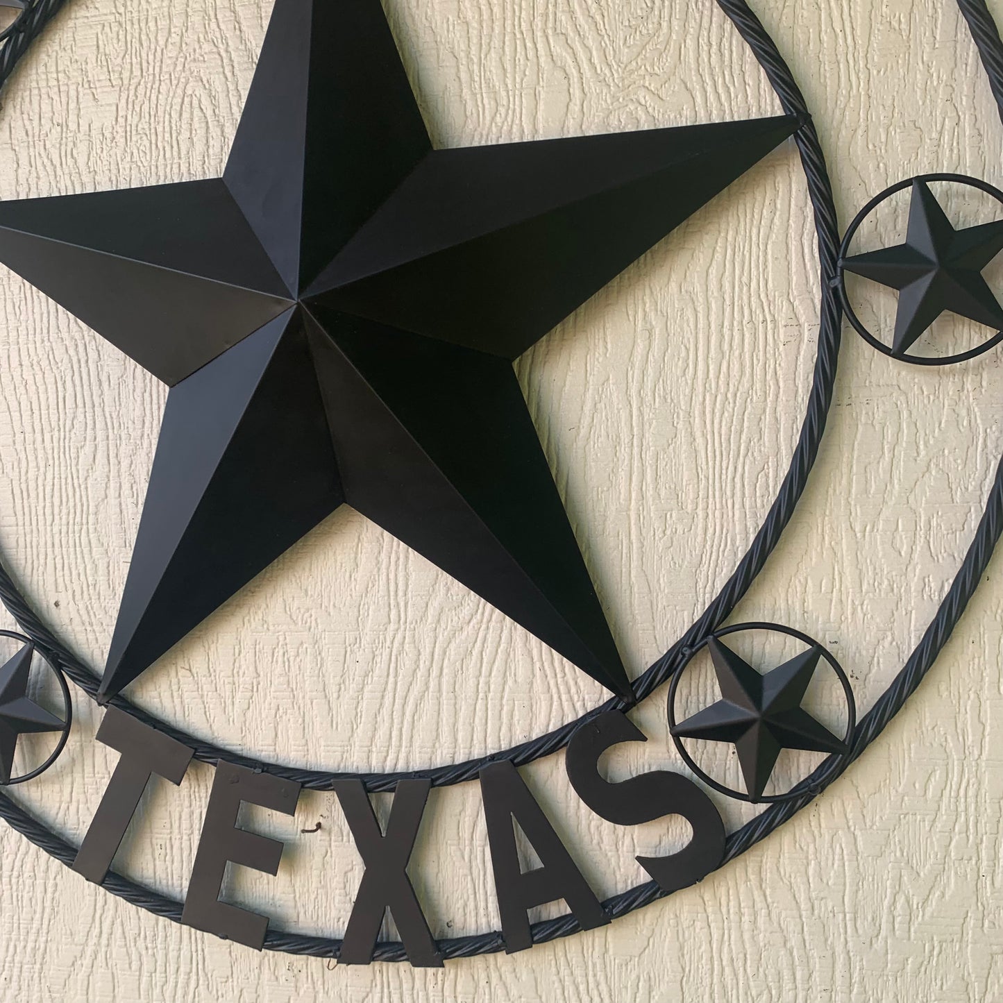 HEATH TEXAS STYLE CUSTOM STAR NAME BARN METAL STAR 3d TWISTED ROPE RING WESTERN HOME DECOR HANDMADE RUSTIC BLACK 24",32",34",36",40",42",44",46",50"
