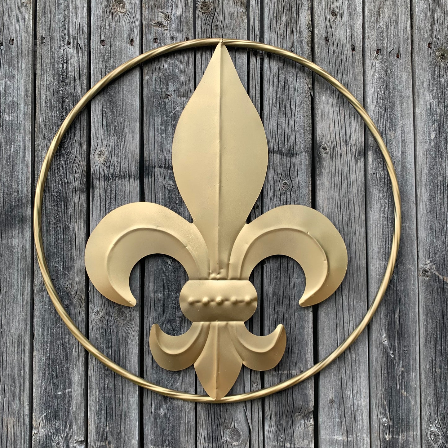 24" GOLD FLEUR DE LIS METAL SIGN WESTERN HOME DECOR HANDMADE NEW ART #EH10149