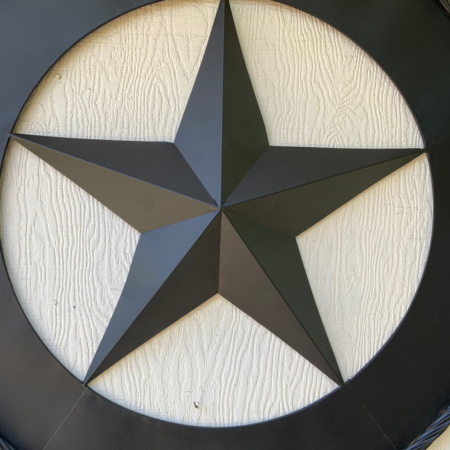 36" RUSTIC BLACK LONE STAR WIDE BAND RING TWISTED ROPE RING 3d METAL STAR WALL ART WESTERN HOME DECOR HANDMADE NEW #EH11879