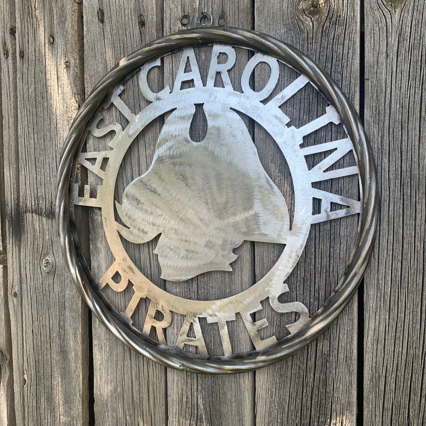 EAST CAROLINA CUSTOM RAW METAL VINTAGE CRAFT WALL ART TEAM SIGN HANDMADE