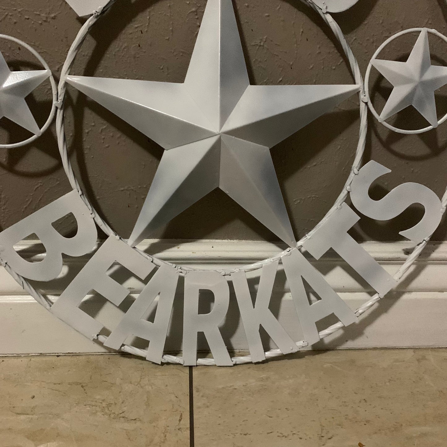 24",32" SHSU SAM HOUSTON BEARKATS RUSTIC WHITE METAL CUSTOM VINTAGE CRAFT RUSTIC BLACK TEAM STAR HANDMADE