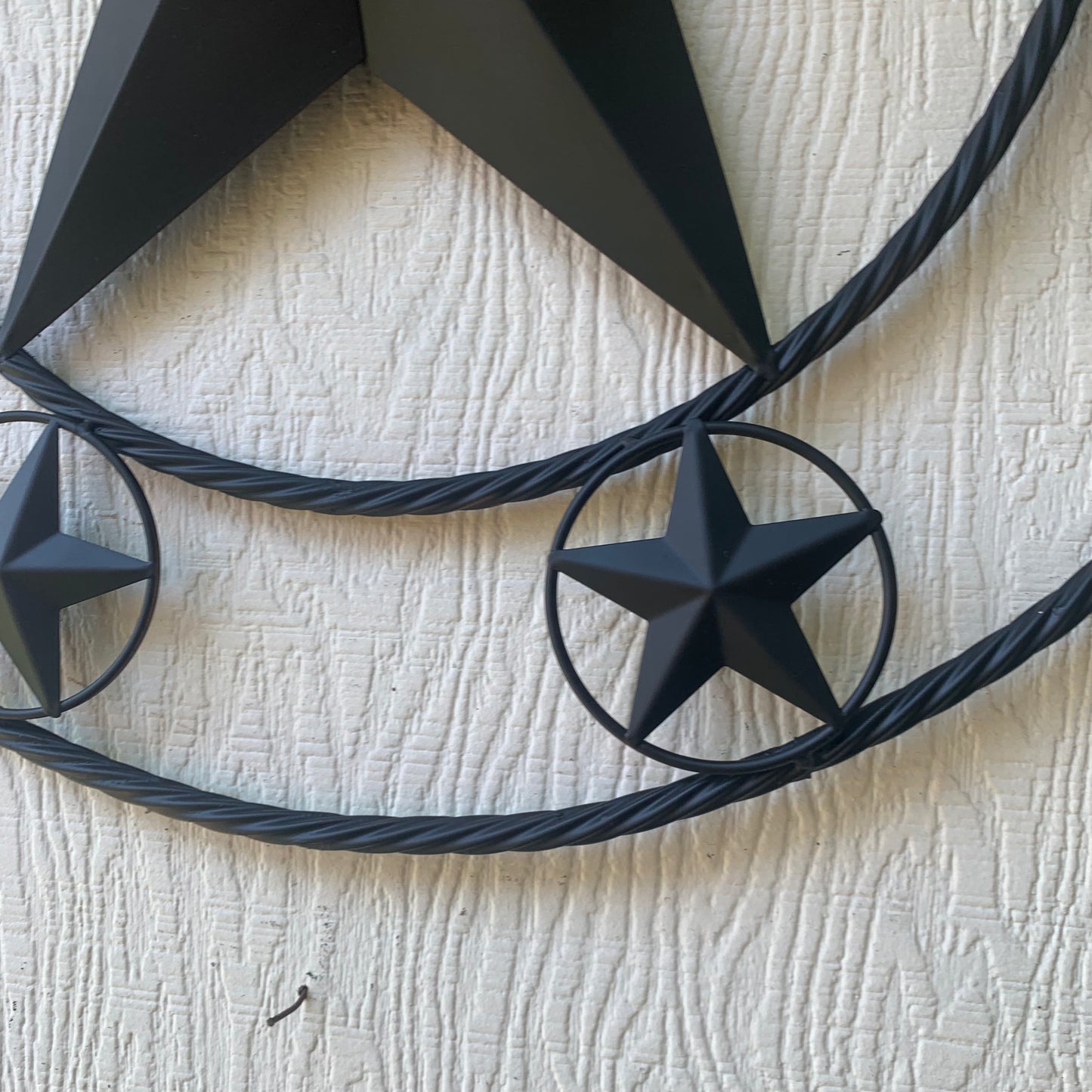 RAWHIDE STYLE CUSTOM STAR RUSTIC BLACK NAME BARN METAL STAR 3d TWISTED ROPE RING WESTERN HOME DECOR HANDMADE