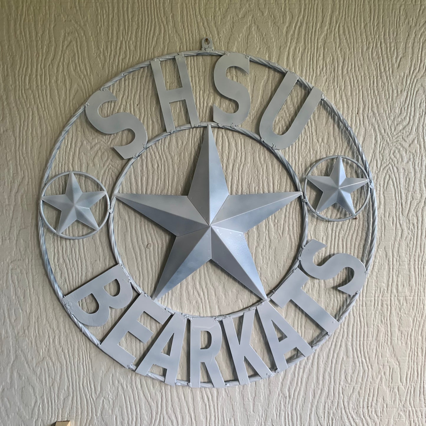 24",32" SHSU SAM HOUSTON BEARKATS RUSTIC WHITE METAL CUSTOM VINTAGE CRAFT RUSTIC BLACK TEAM STAR HANDMADE