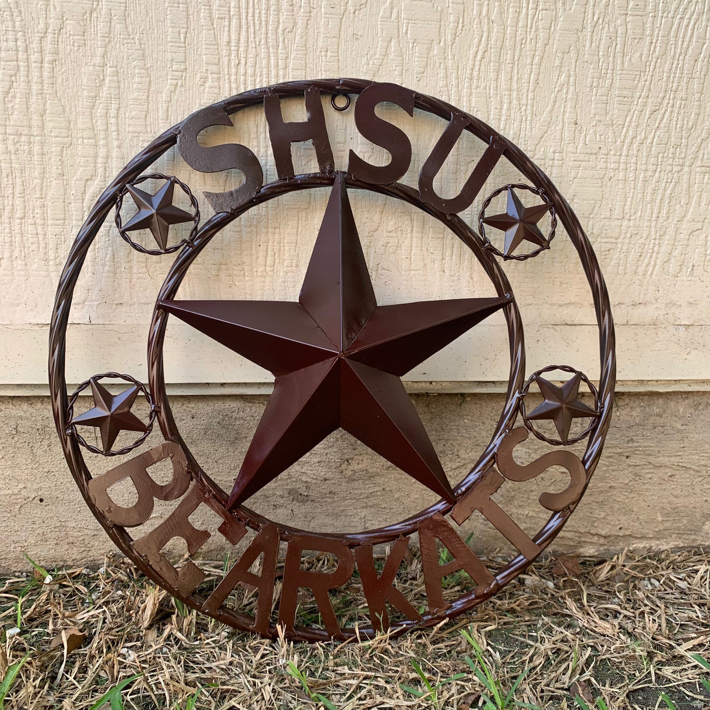 18" SHSU SAM HOUSTON BEARKATS RUSTIC BRONZE COPPER METAL CUSTOM VINTAGE CRAFT RUSTIC BROWN TEAM STAR HANDMADE