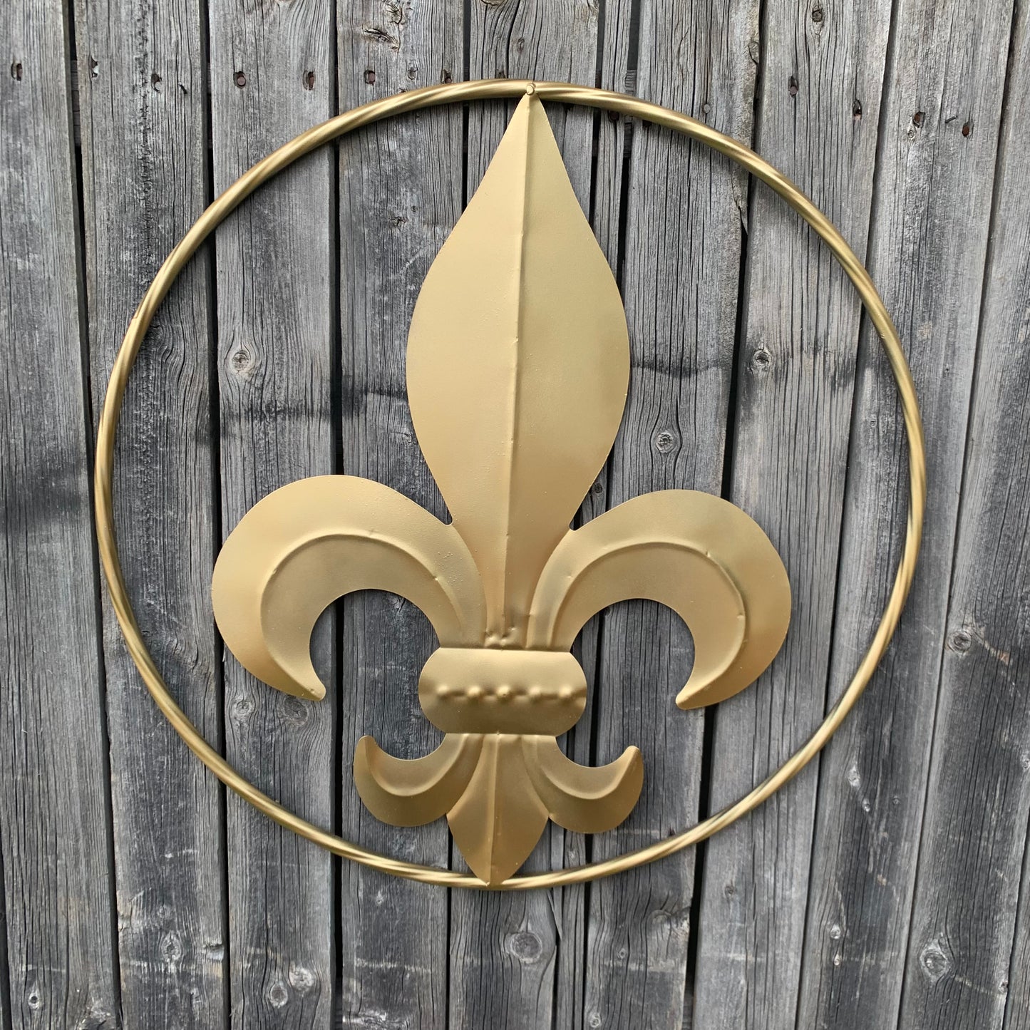 24" GOLD FLEUR DE LIS METAL SIGN WESTERN HOME DECOR HANDMADE NEW ART #EH10149