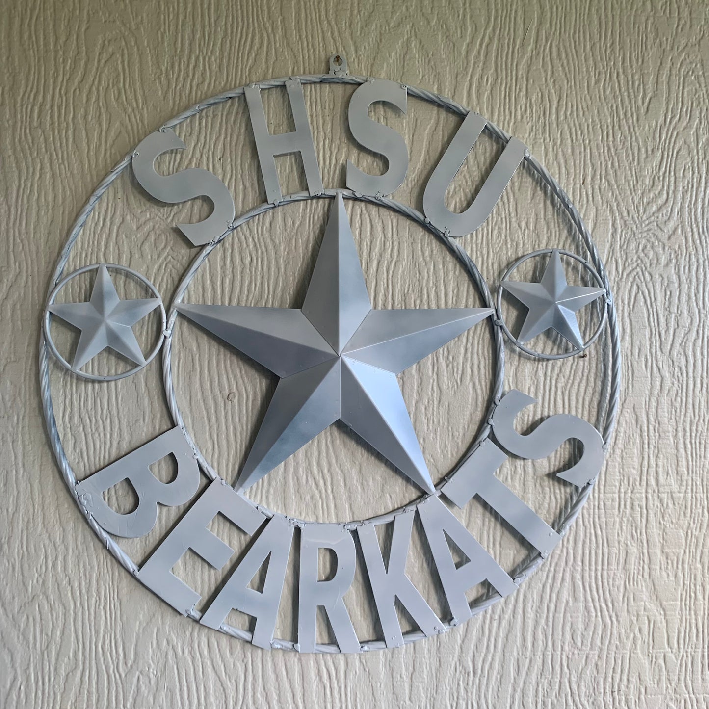 24",32" SHSU SAM HOUSTON BEARKATS RUSTIC WHITE METAL CUSTOM VINTAGE CRAFT RUSTIC BLACK TEAM STAR HANDMADE