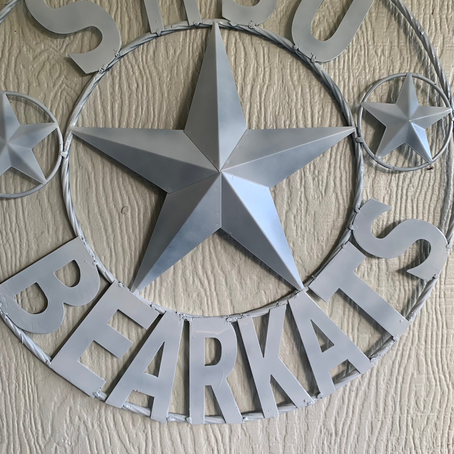24",32" SHSU SAM HOUSTON BEARKATS RUSTIC WHITE METAL CUSTOM VINTAGE CRAFT RUSTIC BLACK TEAM STAR HANDMADE