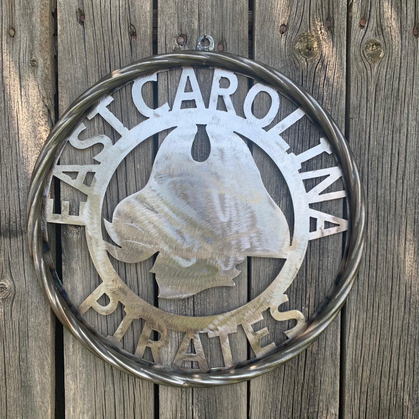 EAST CAROLINA CUSTOM RAW METAL VINTAGE CRAFT WALL ART TEAM SIGN HANDMADE
