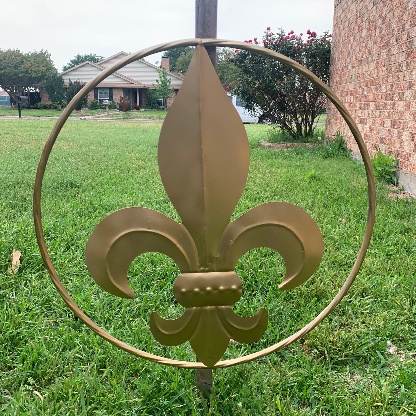 24" GOLD FLEUR DE LIS METAL SIGN WESTERN HOME DECOR HANDMADE NEW ART #EH10149