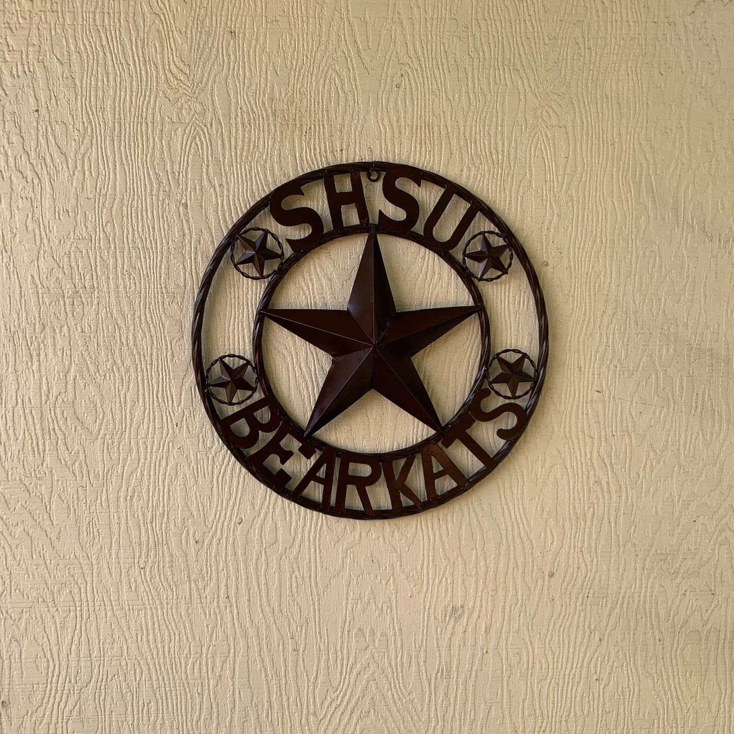 18" SHSU SAM HOUSTON BEARKATS RUSTIC BRONZE COPPER METAL CUSTOM VINTAGE CRAFT RUSTIC BROWN TEAM STAR HANDMADE