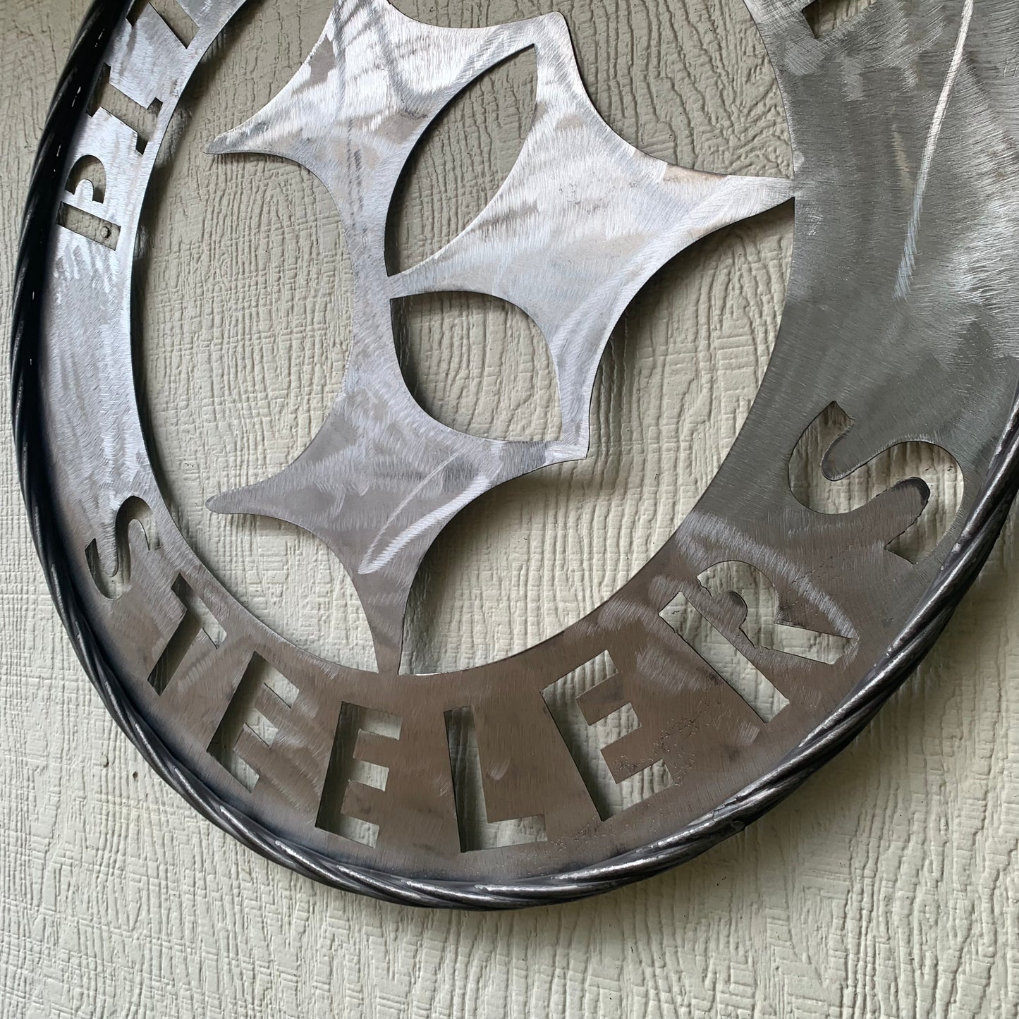 PITTSBURGH STEELERS CUSTOM RAW METAL VINTAGE CRAFT TEAM SIGN HANDMADE