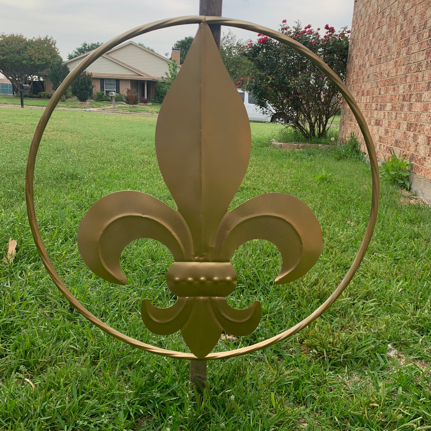 24" GOLD FLEUR DE LIS METAL SIGN WESTERN HOME DECOR HANDMADE NEW ART #EH10149