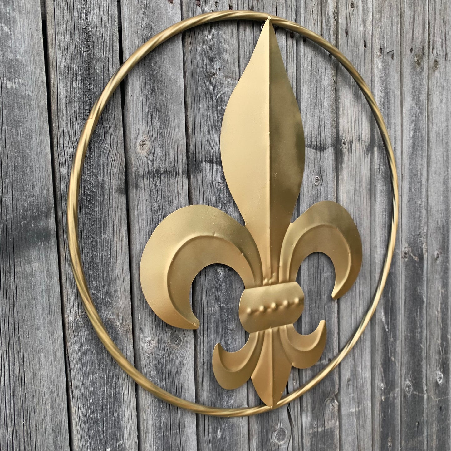 24" GOLD FLEUR DE LIS METAL SIGN WESTERN HOME DECOR HANDMADE NEW ART #EH10149