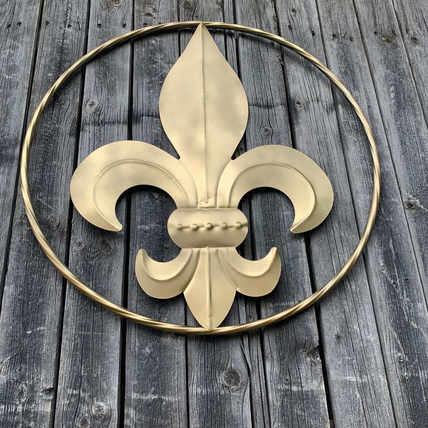 24" GOLD FLEUR DE LIS METAL SIGN WESTERN HOME DECOR HANDMADE NEW ART #EH10149