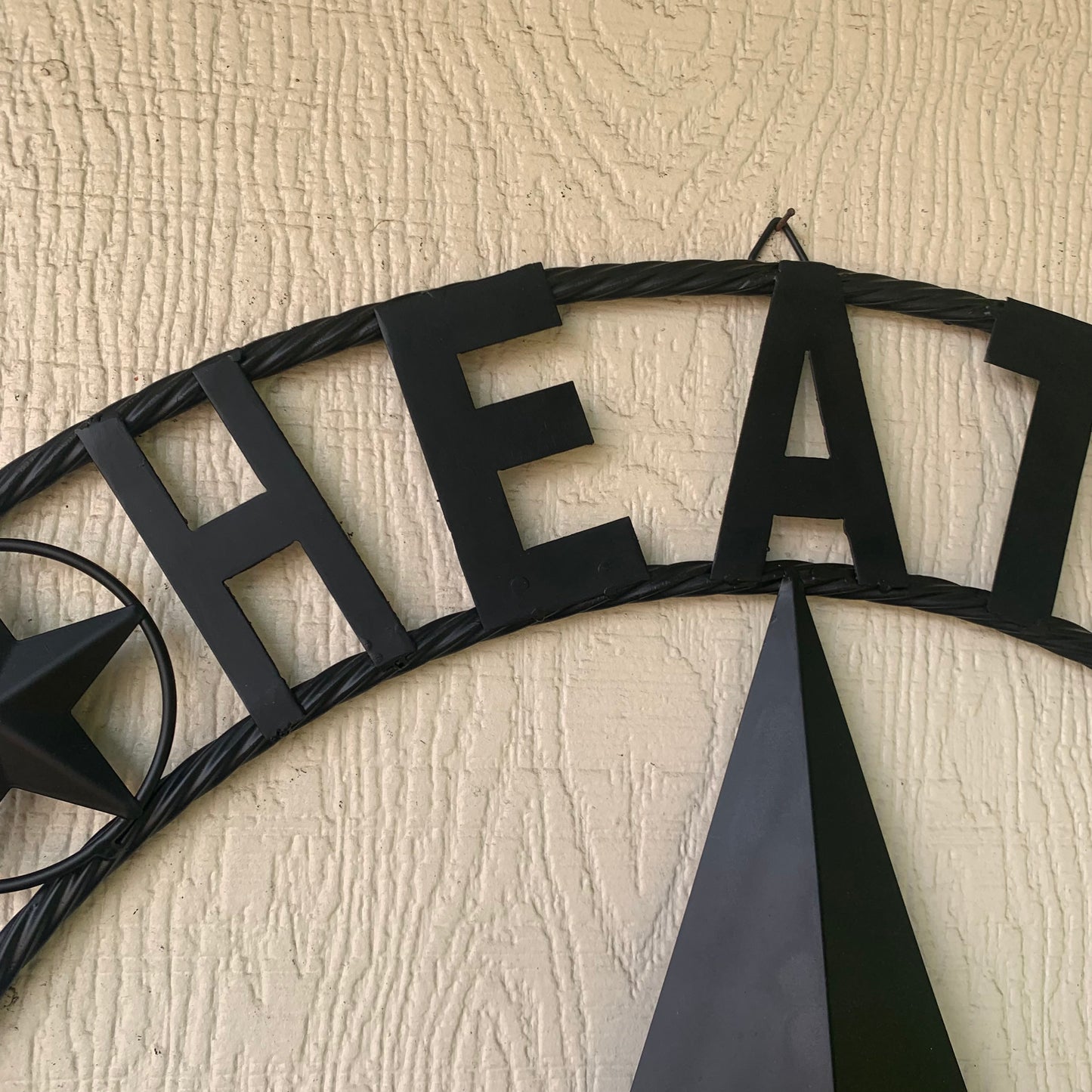 HEATH TEXAS STYLE CUSTOM STAR NAME BARN METAL STAR 3d TWISTED ROPE RING WESTERN HOME DECOR HANDMADE RUSTIC BLACK 24",32",34",36",40",42",44",46",50"