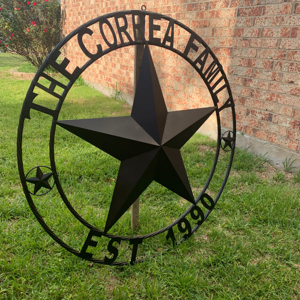 CORREA FAMILY STYLE CUSTOM FAMILY NAME STAR METAL BARN STAR ROPE RING WESTERN HOME DECOR RUSTIC HANDMADE 24",32",34",36",40",42",44",46",50"