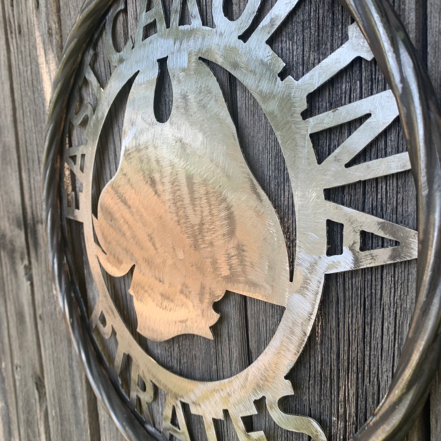EAST CAROLINA CUSTOM RAW METAL VINTAGE CRAFT WALL ART TEAM SIGN HANDMADE