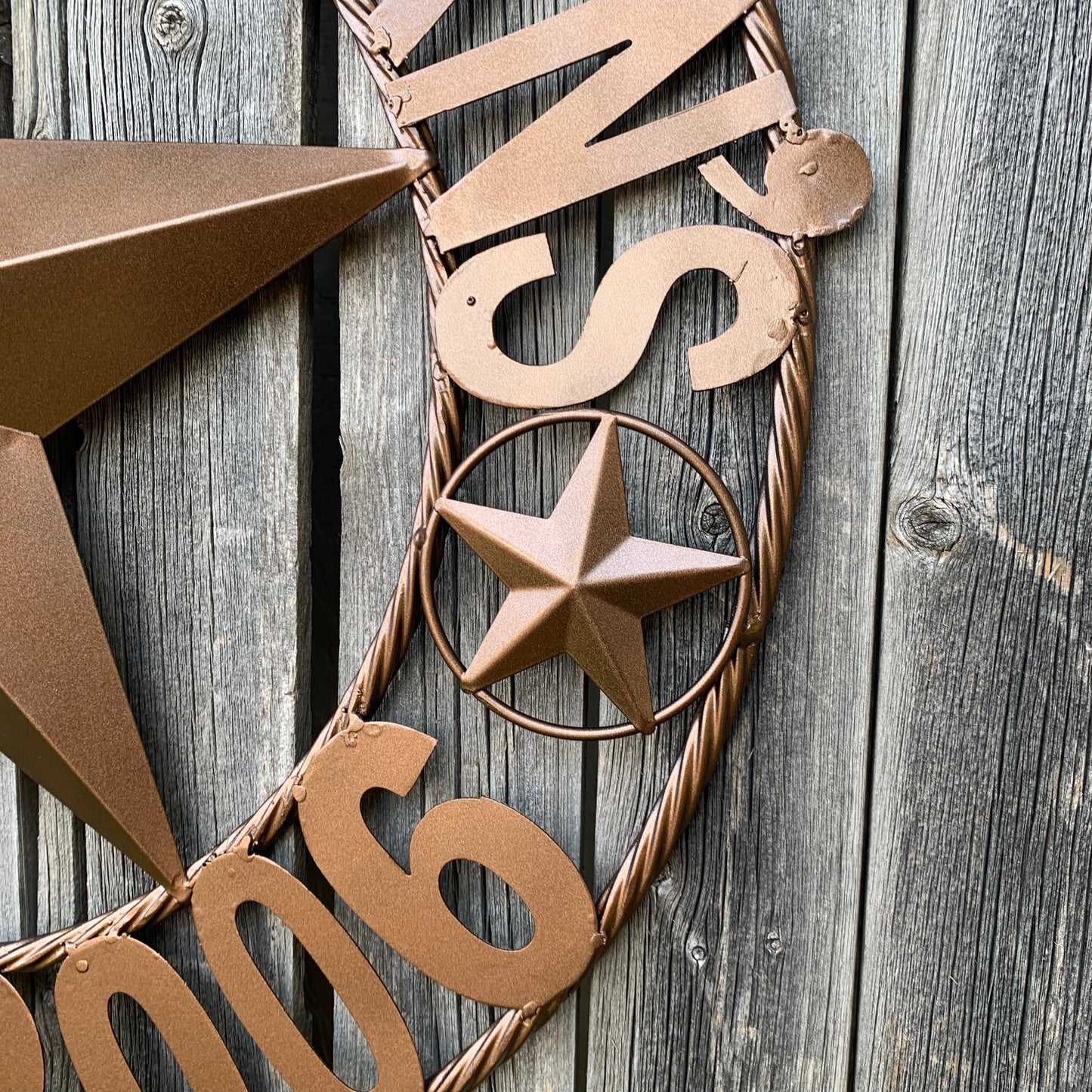 GUZMAN STYLE CUSTOM STAR NAME BARN METAL STAR 3d TWISTED ROPE RING WESTERN HOME DECOR RUSTIC  BRONZE HANDMADE 24",32",34",36",40",42",44",46",50"
