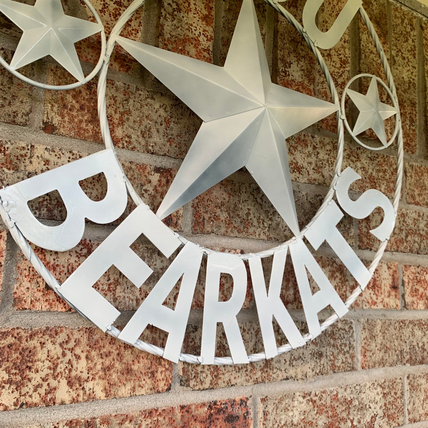 24",32" SHSU SAM HOUSTON BEARKATS RUSTIC WHITE METAL CUSTOM VINTAGE CRAFT RUSTIC BLACK TEAM STAR HANDMADE