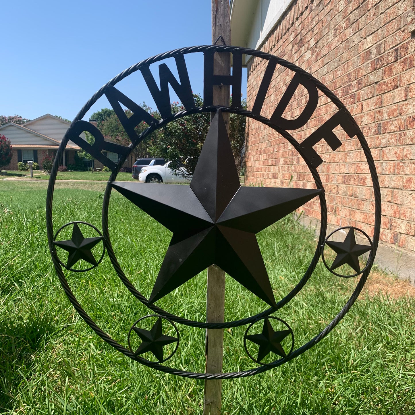 RAWHIDE STYLE CUSTOM STAR RUSTIC BLACK NAME BARN METAL STAR 3d TWISTED ROPE RING WESTERN HOME DECOR HANDMADE