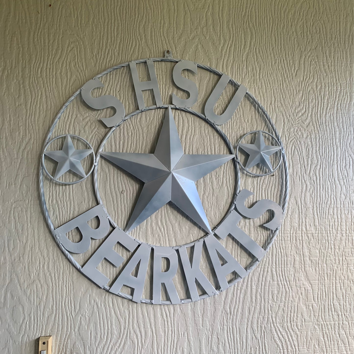 24",32" SHSU SAM HOUSTON BEARKATS RUSTIC WHITE METAL CUSTOM VINTAGE CRAFT RUSTIC BLACK TEAM STAR HANDMADE