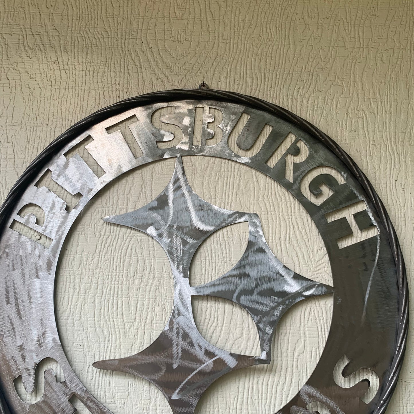 PITTSBURGH STEELERS CUSTOM RAW METAL VINTAGE CRAFT TEAM SIGN HANDMADE