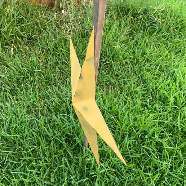 #EH10482 MUSTAND LIGHT YELLOW DISTRESSED BARN STAR TWO TONE METAL ART WESTERN HOME DECOR HANDMADE NEW