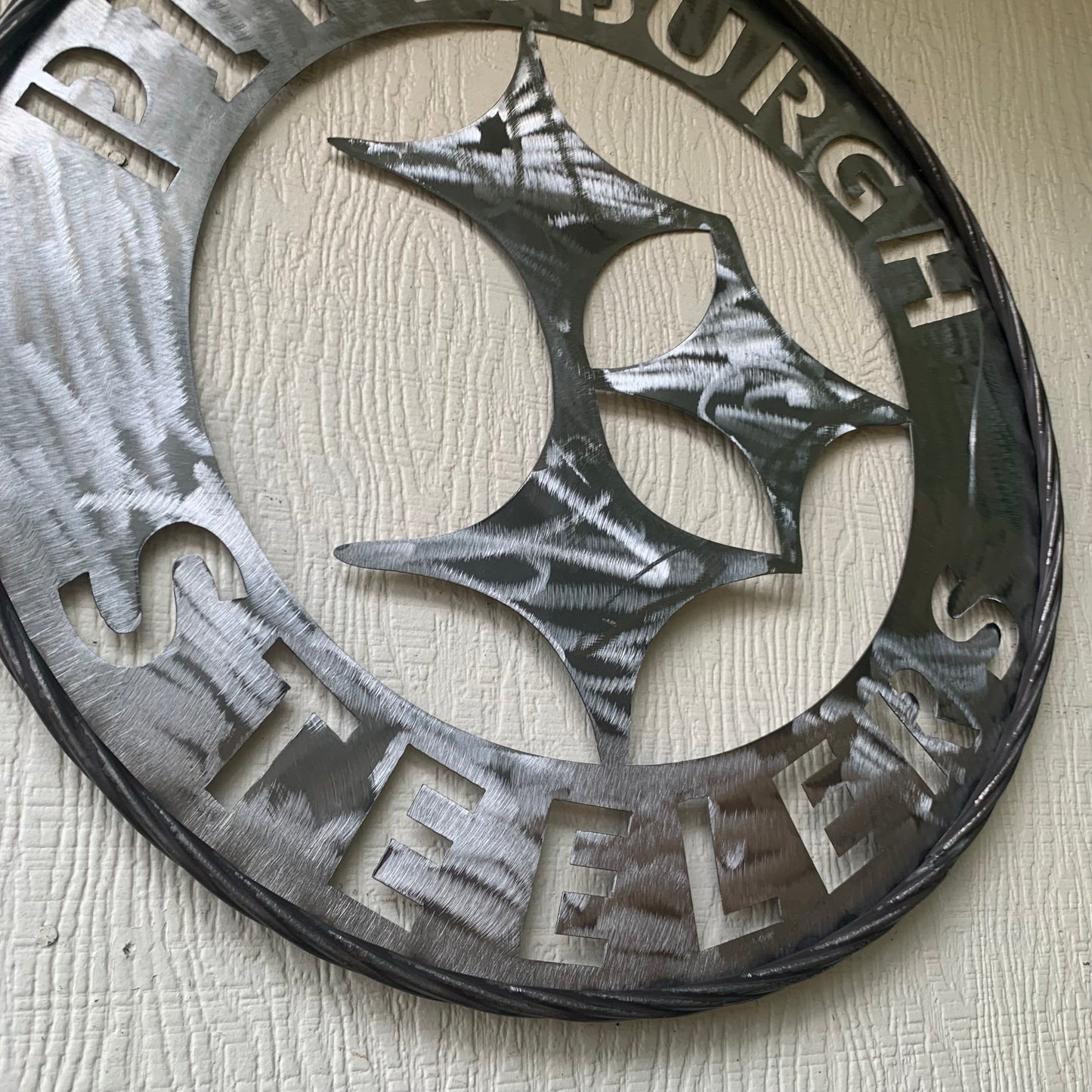 PITTSBURGH STEELERS CUSTOM RAW METAL VINTAGE CRAFT TEAM SIGN HANDMADE