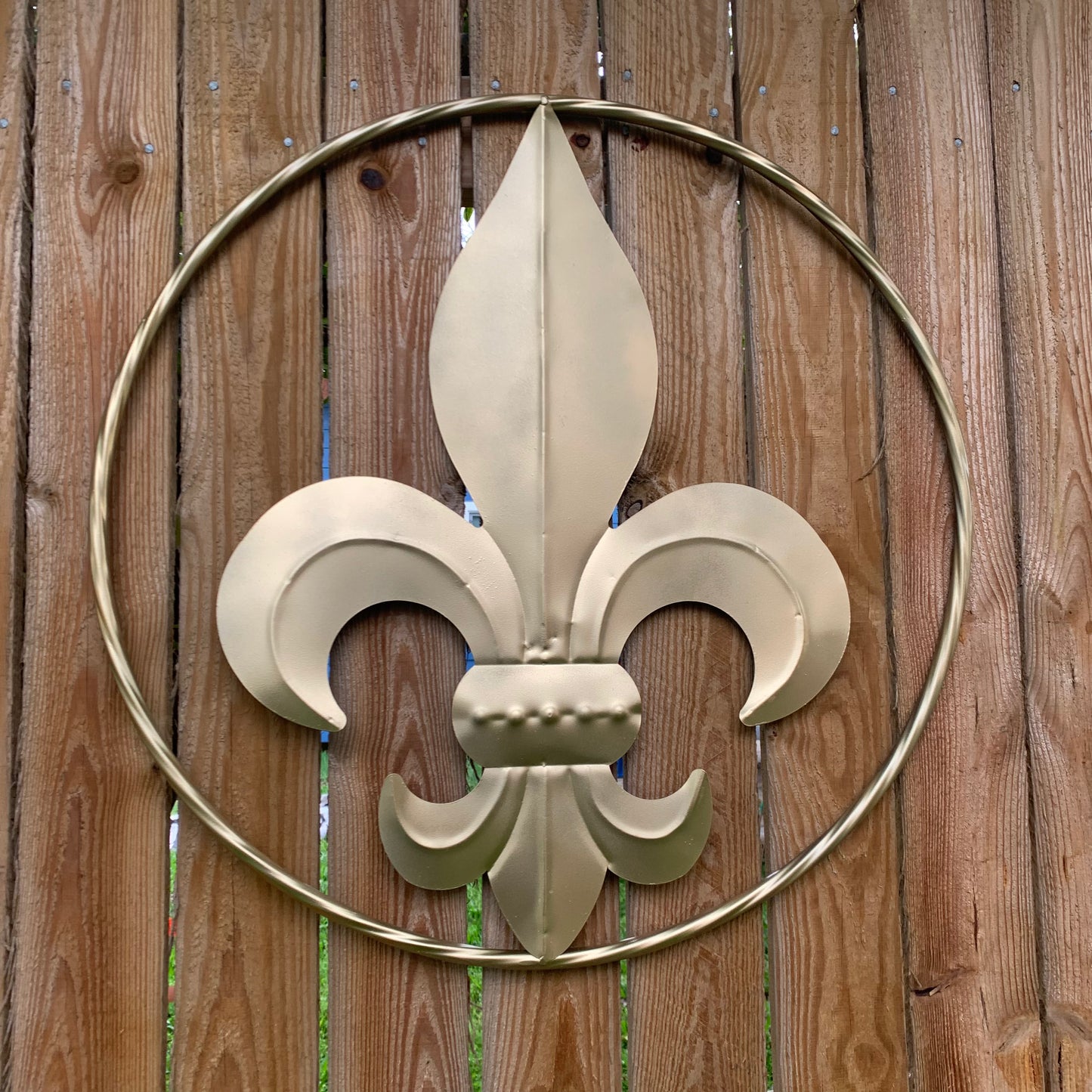 24" GOLD FLEUR DE LIS METAL SIGN WESTERN HOME DECOR HANDMADE NEW ART #EH10149