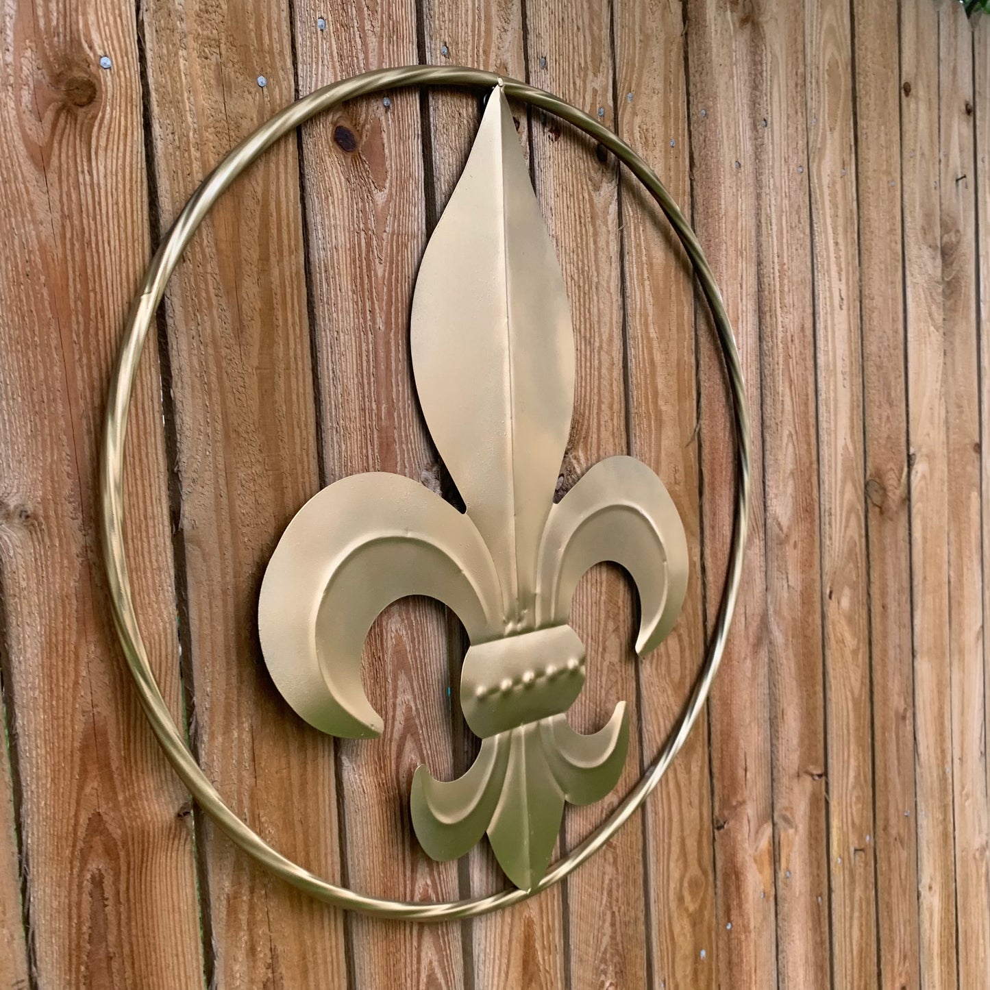 24" GOLD FLEUR DE LIS METAL SIGN WESTERN HOME DECOR HANDMADE NEW ART #EH10149