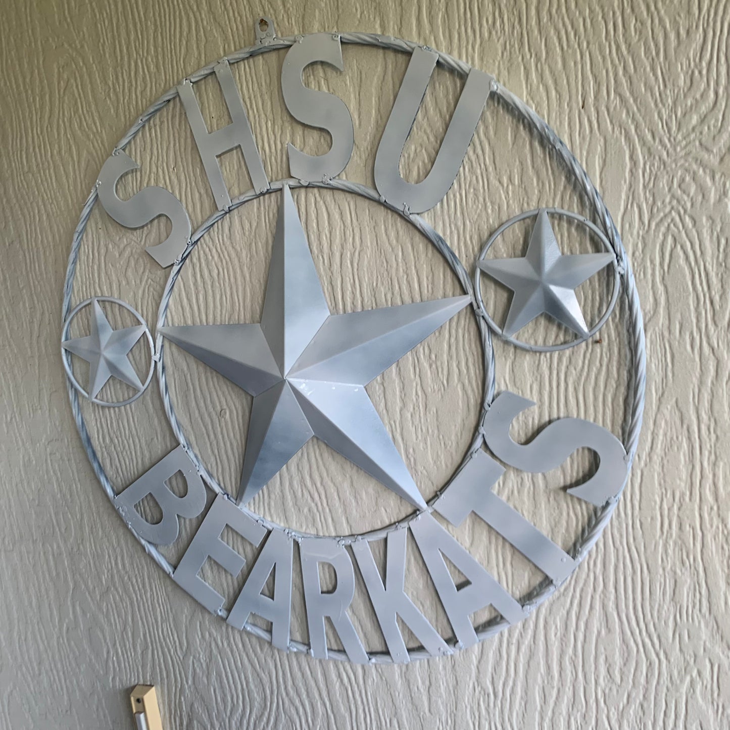 24",32" SHSU SAM HOUSTON BEARKATS RUSTIC WHITE METAL CUSTOM VINTAGE CRAFT RUSTIC BLACK TEAM STAR HANDMADE