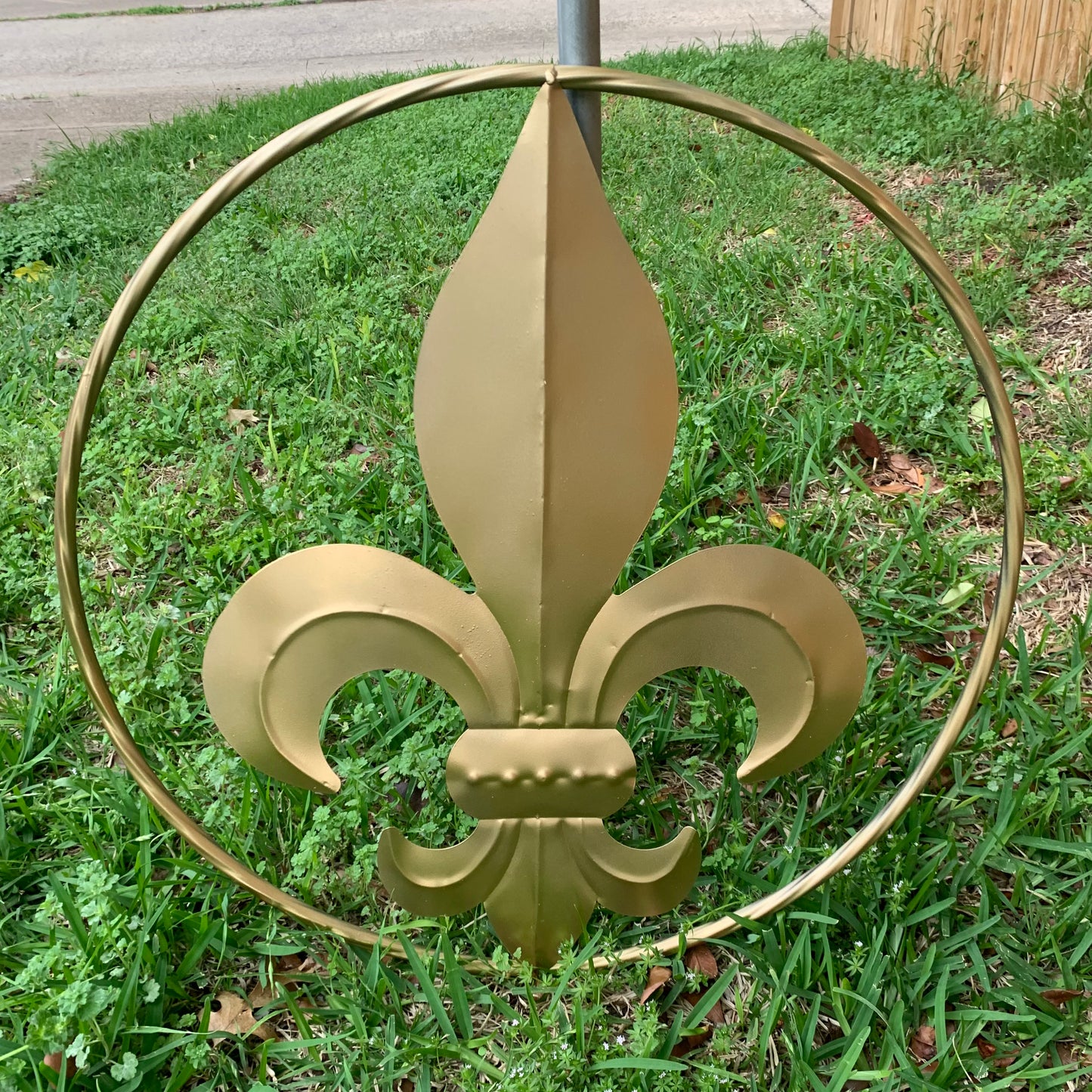 24" GOLD FLEUR DE LIS METAL SIGN WESTERN HOME DECOR HANDMADE NEW ART #EH10149