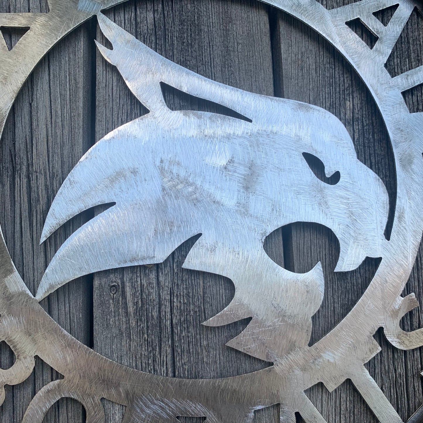 12" TEXAS STATE BOBCATS CUSTOM RAW METAL VINTAGE CRAFT SIGN TEAM ART HANDMADE IN TEXAS