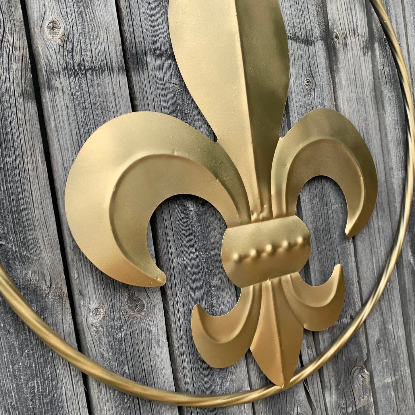 24" GOLD FLEUR DE LIS METAL SIGN WESTERN HOME DECOR HANDMADE NEW ART #EH10149