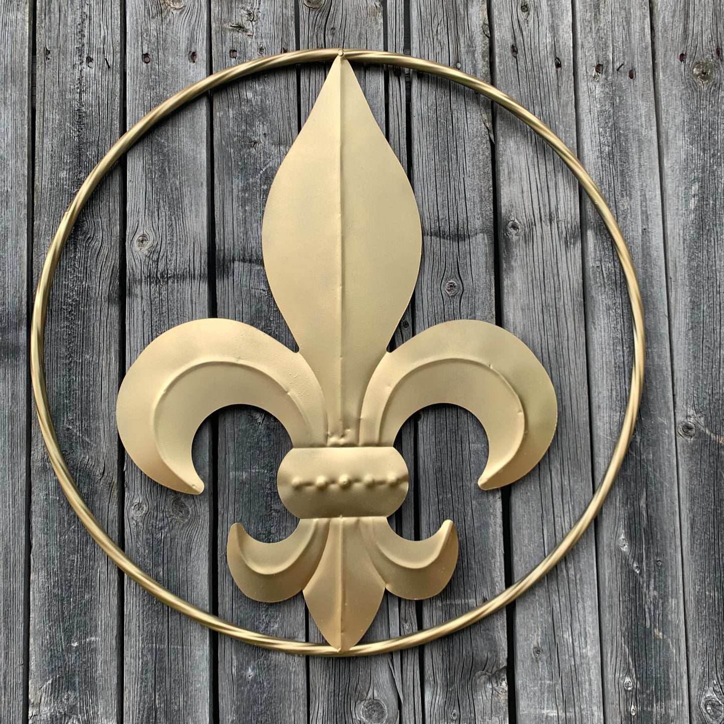 24" GOLD FLEUR DE LIS METAL SIGN WESTERN HOME DECOR HANDMADE NEW ART #EH10149