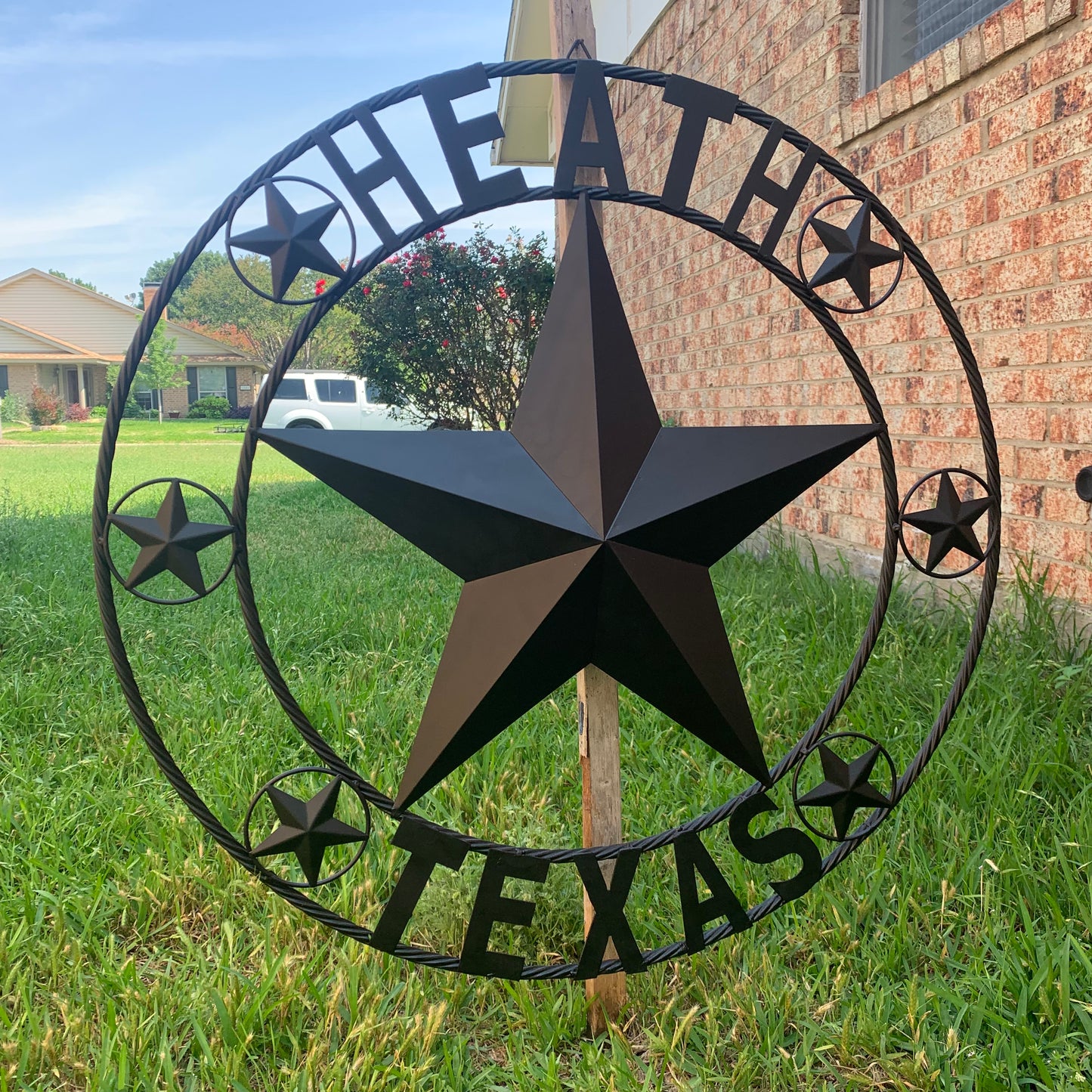 HEATH TEXAS STYLE CUSTOM STAR NAME BARN METAL STAR 3d TWISTED ROPE RING WESTERN HOME DECOR HANDMADE RUSTIC BLACK 24",32",34",36",40",42",44",46",50"