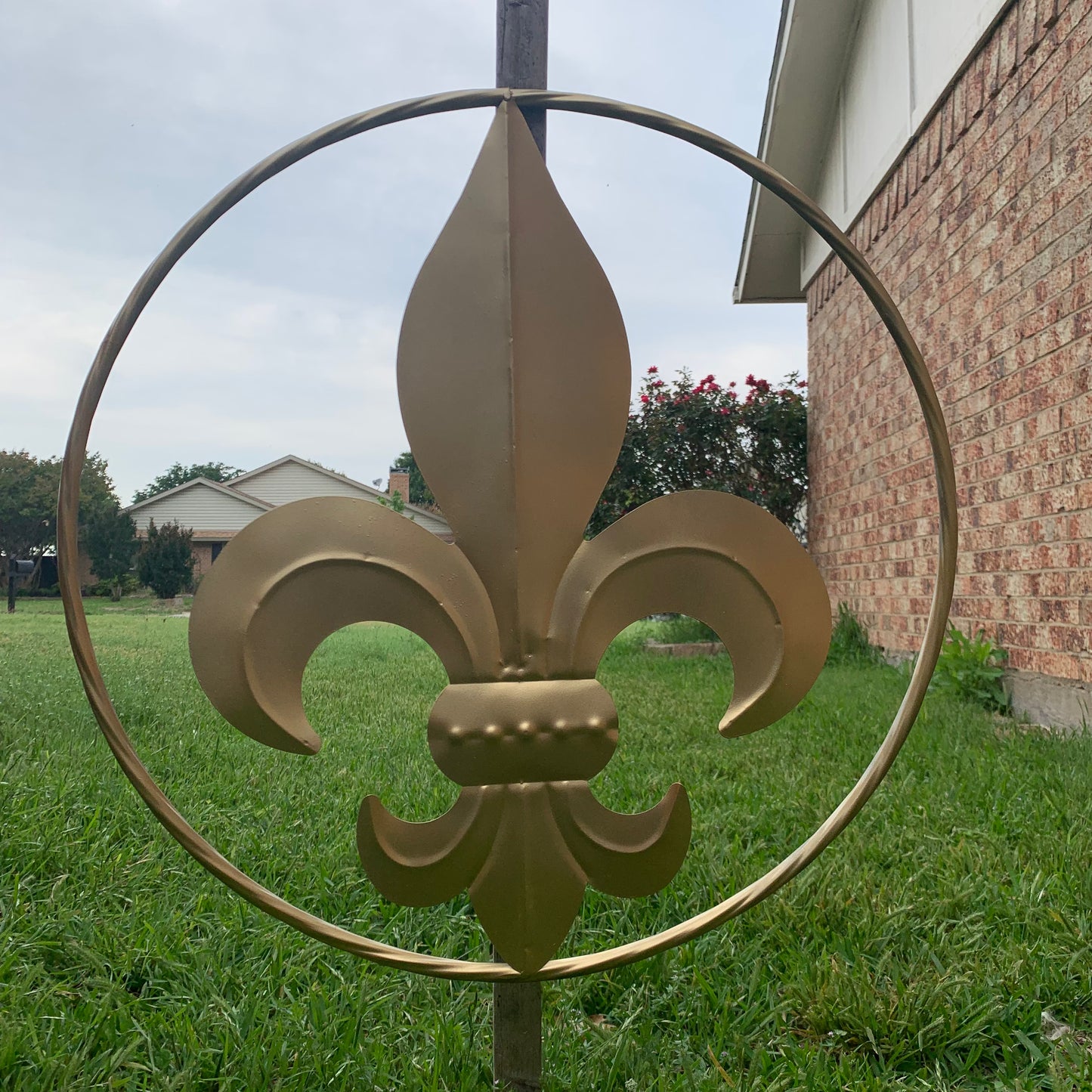 24" GOLD FLEUR DE LIS METAL SIGN WESTERN HOME DECOR HANDMADE NEW ART #EH10149