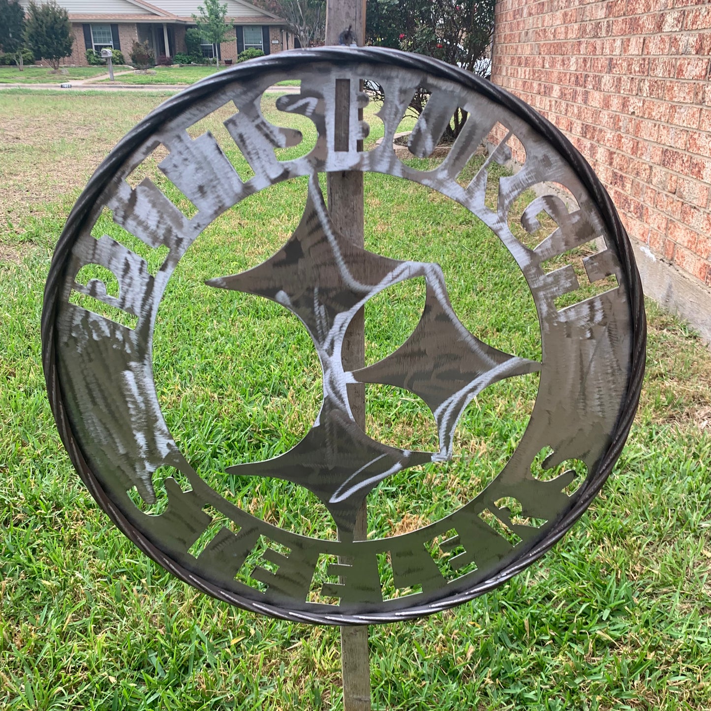 PITTSBURGH STEELERS CUSTOM RAW METAL VINTAGE CRAFT TEAM SIGN HANDMADE
