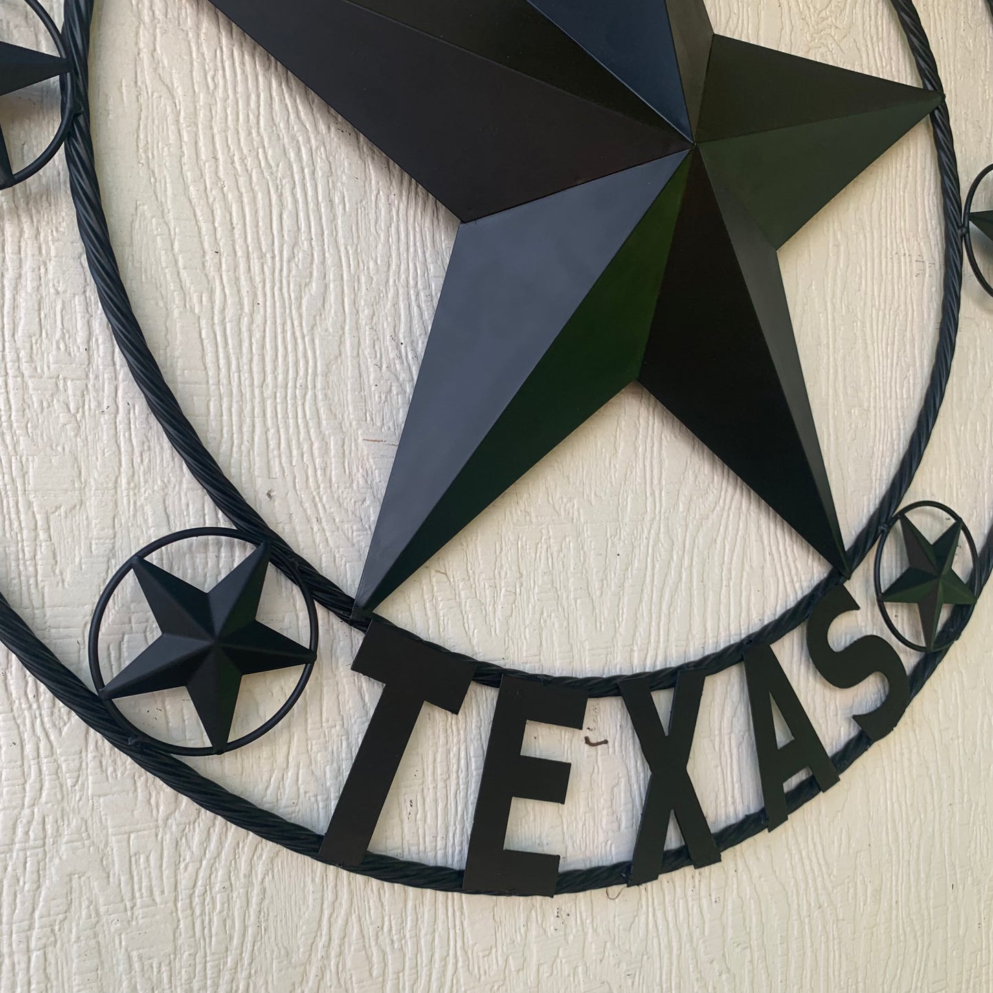 HEATH TEXAS STYLE CUSTOM STAR NAME BARN METAL STAR 3d TWISTED ROPE RING WESTERN HOME DECOR HANDMADE RUSTIC BLACK 24",32",34",36",40",42",44",46",50"
