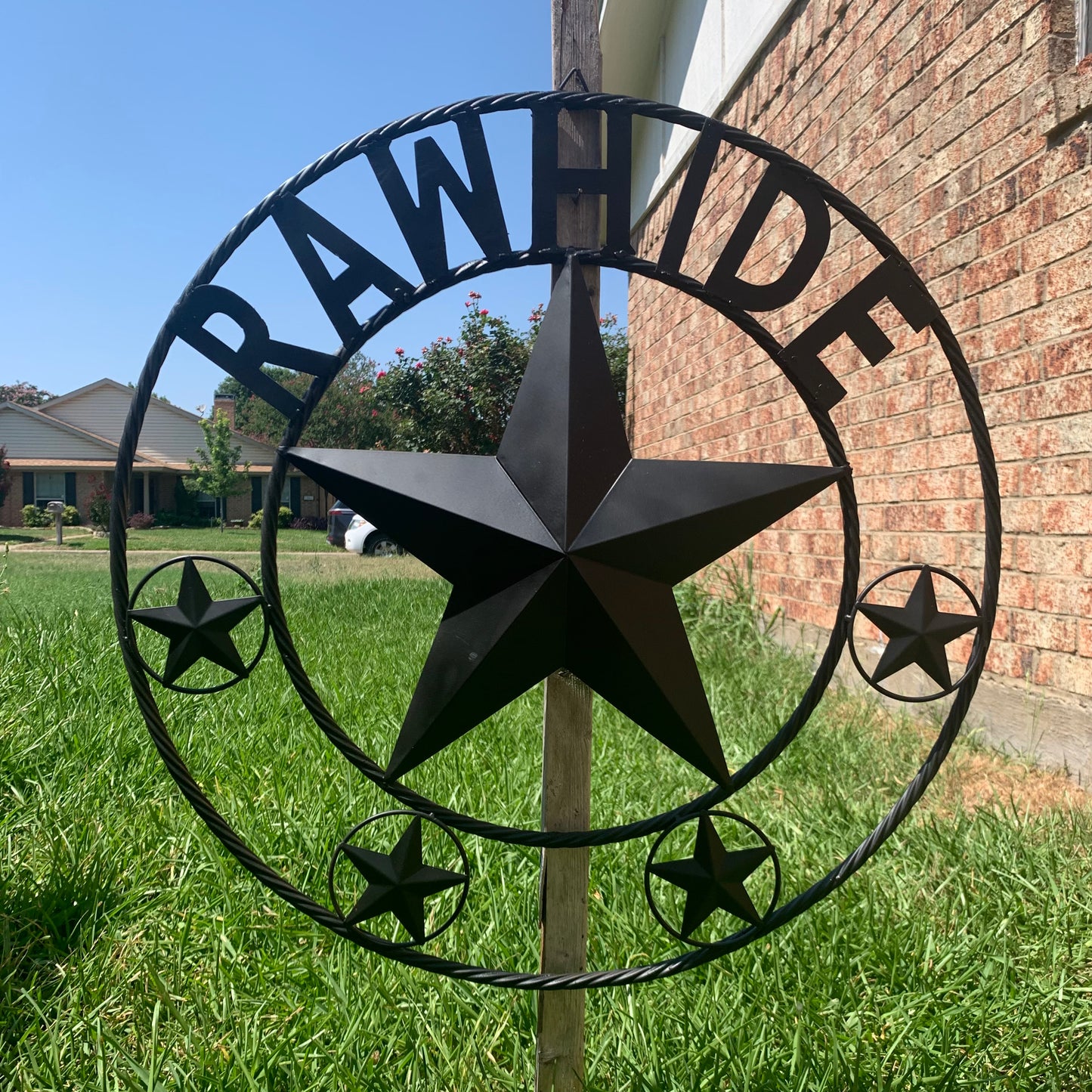 RAWHIDE STYLE CUSTOM STAR RUSTIC BLACK NAME BARN METAL STAR 3d TWISTED ROPE RING WESTERN HOME DECOR HANDMADE