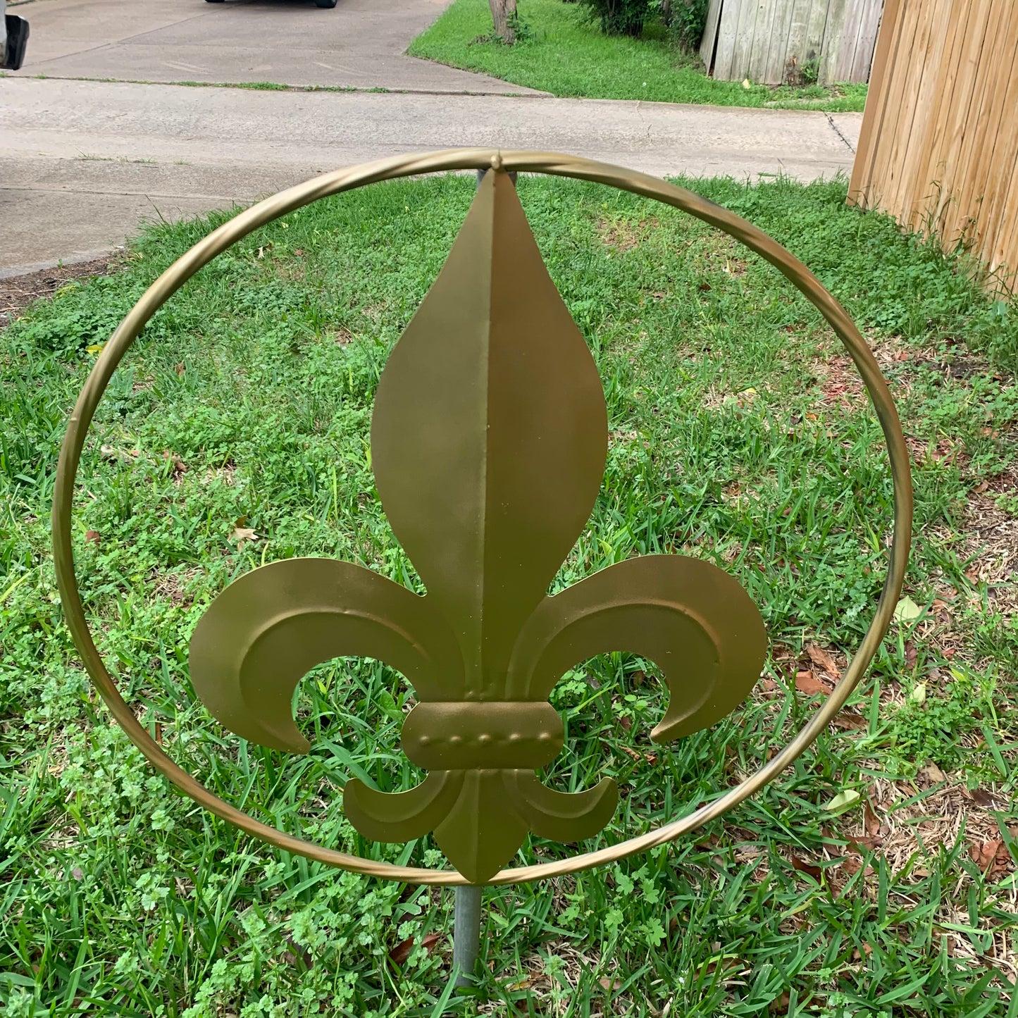 24" GOLD FLEUR DE LIS METAL SIGN WESTERN HOME DECOR HANDMADE NEW ART #EH10149