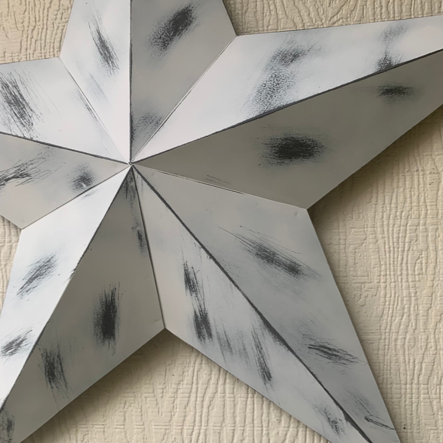 WHITE DISTRESSED STAR STYLE# 1 RUSTIC BARN LONE STAR ROPE RING METAL WALL ART